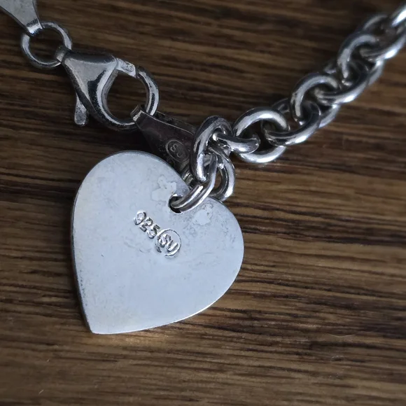 Sterling Silver Heart Charm Bracelet - Picture 2 of 9